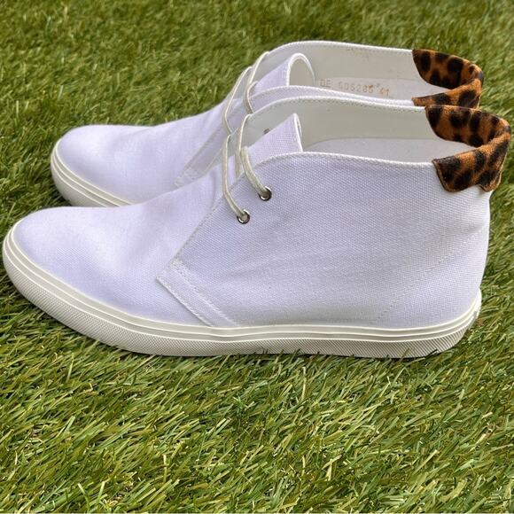 YSL Saint Laurent Paris Ace Mid Top Sneaker Luxury Designer Canvas Shoe 41/ 10 - Picture 2 of 11